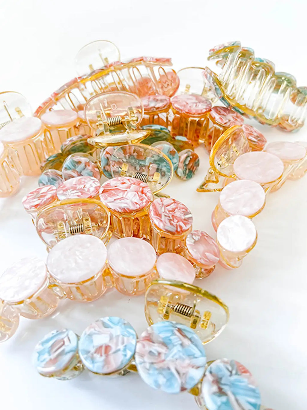 HAIRCLIP BUBBLY MARBLE MINTYPEACH 9CM